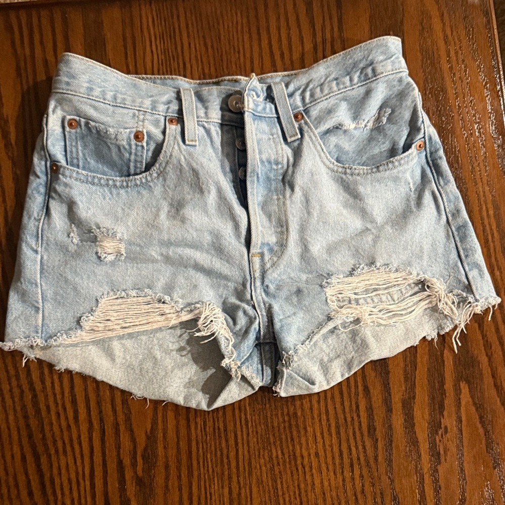 Levi's Light Blue Distressed Jean Shorts